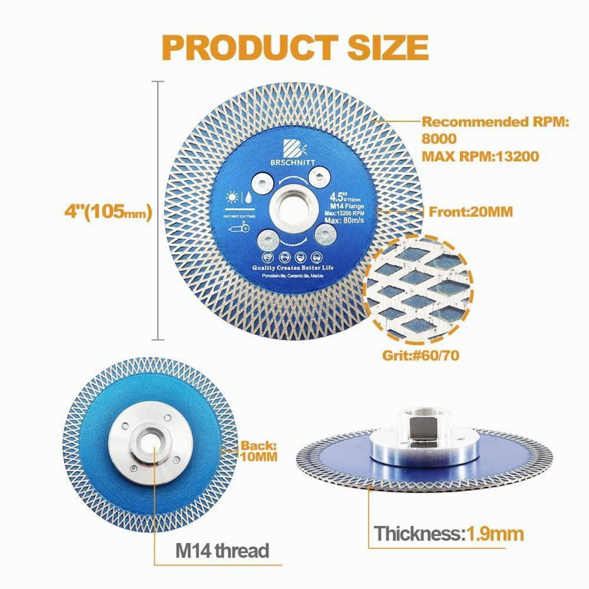 Diamant Trennscheibe 115mm X-Felge für Hartkeramik & Granit