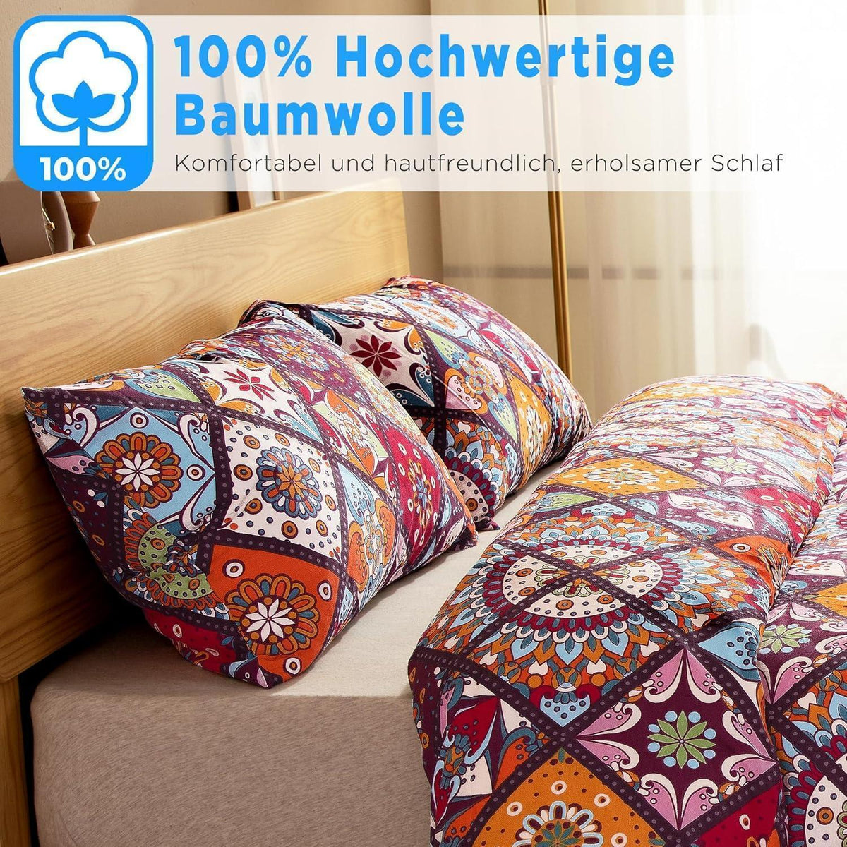 Bettwäsche-Set 200x220 Baumwolle Renforcé, Bunt Böhmen Paisley