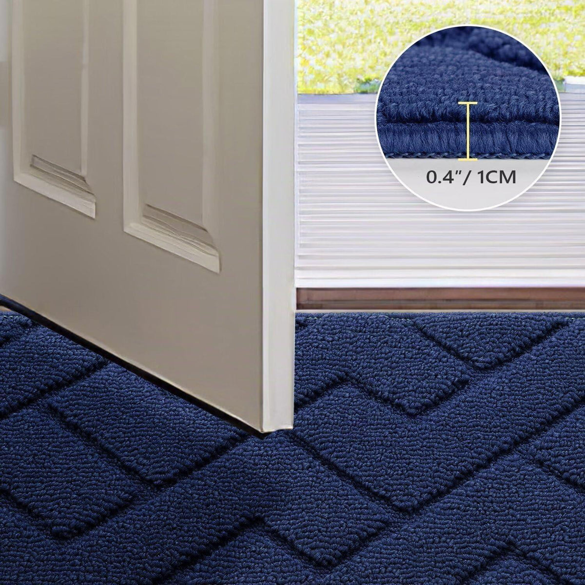 Fußmatte Innen Außen Waschbar Blau 119x180cm – Rutschfest & Saugfähig