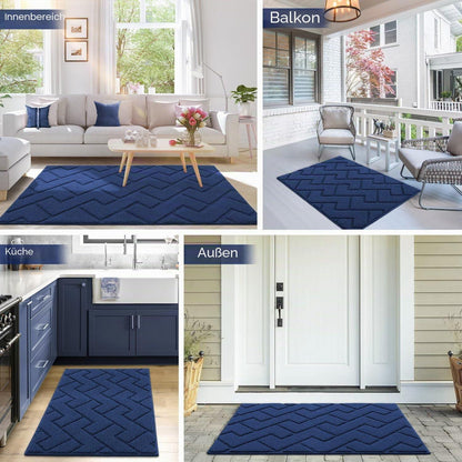 Fußmatte Innen Außen Waschbar Blau 119x180cm – Rutschfest & Saugfähig