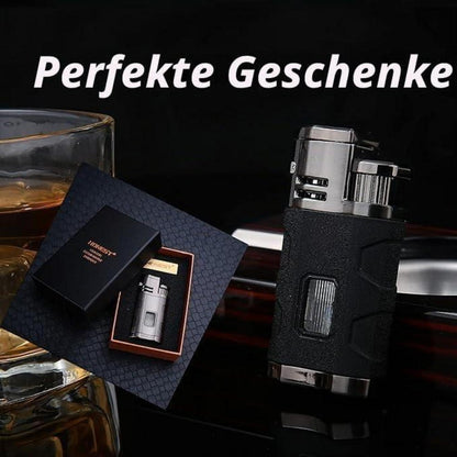 Winddichtes Feuerzeug mit Zigarrenpunsch – Nachfüllbar & Robust