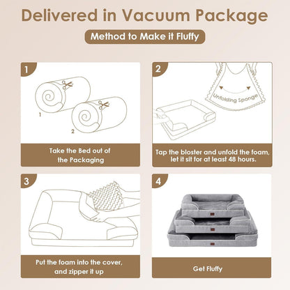 Orthopädisches Hundebett XXL mit Memory Foam, Grau