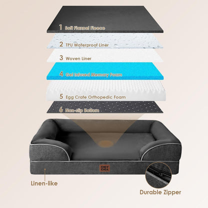 Orthopädisches Hundebett XXL mit Memory Foam, Dunkelgrau