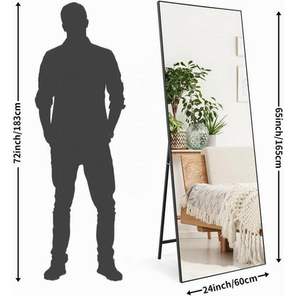 Großer Standspiegel 165x60cm – Schwarz, Wand & Stehspiegel