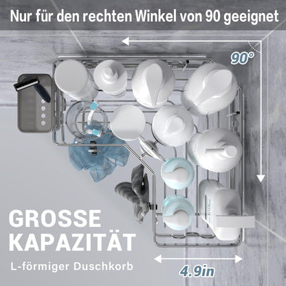 Duschablage ohne Bohren, 2er Set Eckregal Edelstahl mit Haken & Zahnpasta Halter