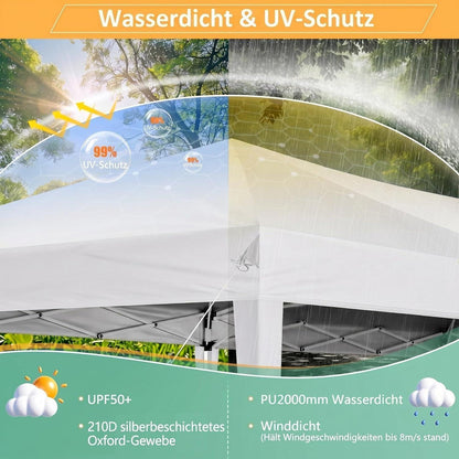 3x3m Faltpavillon wasserdicht mit 4 Seitenteilen – Partyzelt & Gartenpavillon