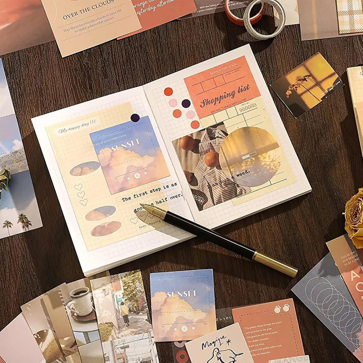 Vintage Scrapbook Set mit Notizbuch & Zubehör – DIY Geschenk