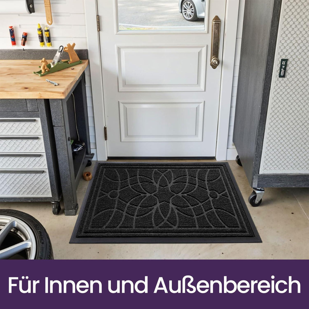 Fußmatte Outdoor 90x150 cm – Wetterfest & Rutschfest Schwarz