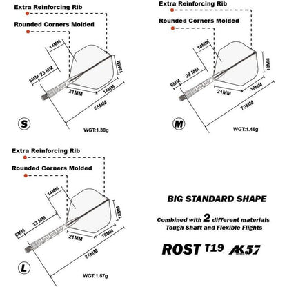 Integrierte Dartschaft & Flight, Große Standardform, Schwarz/Eis, M