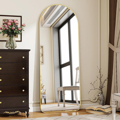 Gewölbter Standspiegel Gold 163cm – Ganzkörper Spiegel für Schlafzimmer