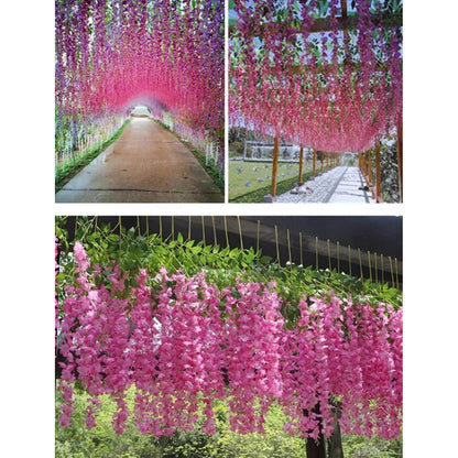 Künstliche Glyzinien-Ranken 12er-Set – Rosa, 3,6 Fuß lang