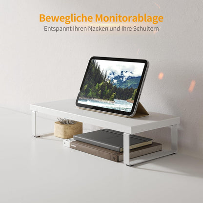 Eckschreibtisch 120x120 cm Weiß L-Form Monitorständer Schubladen