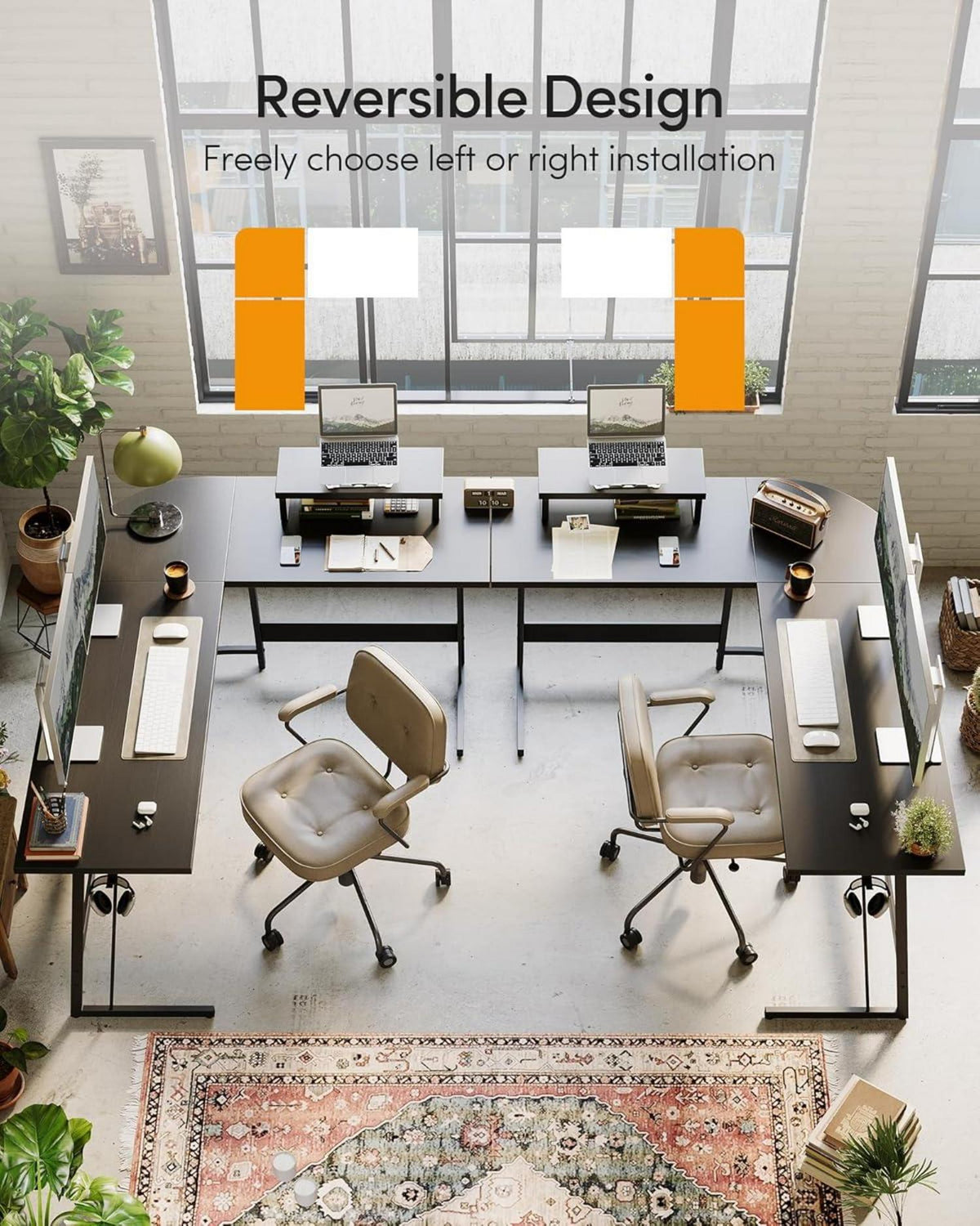 Gaming Tisch L-Form 120x120cm mit Monitorständer Schwarz
