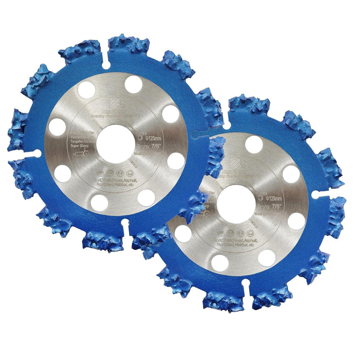 Trennscheiben 125mm Hartmetall für Holz, Wurzeln, Gummi, Kunststoff (2 Stk.)