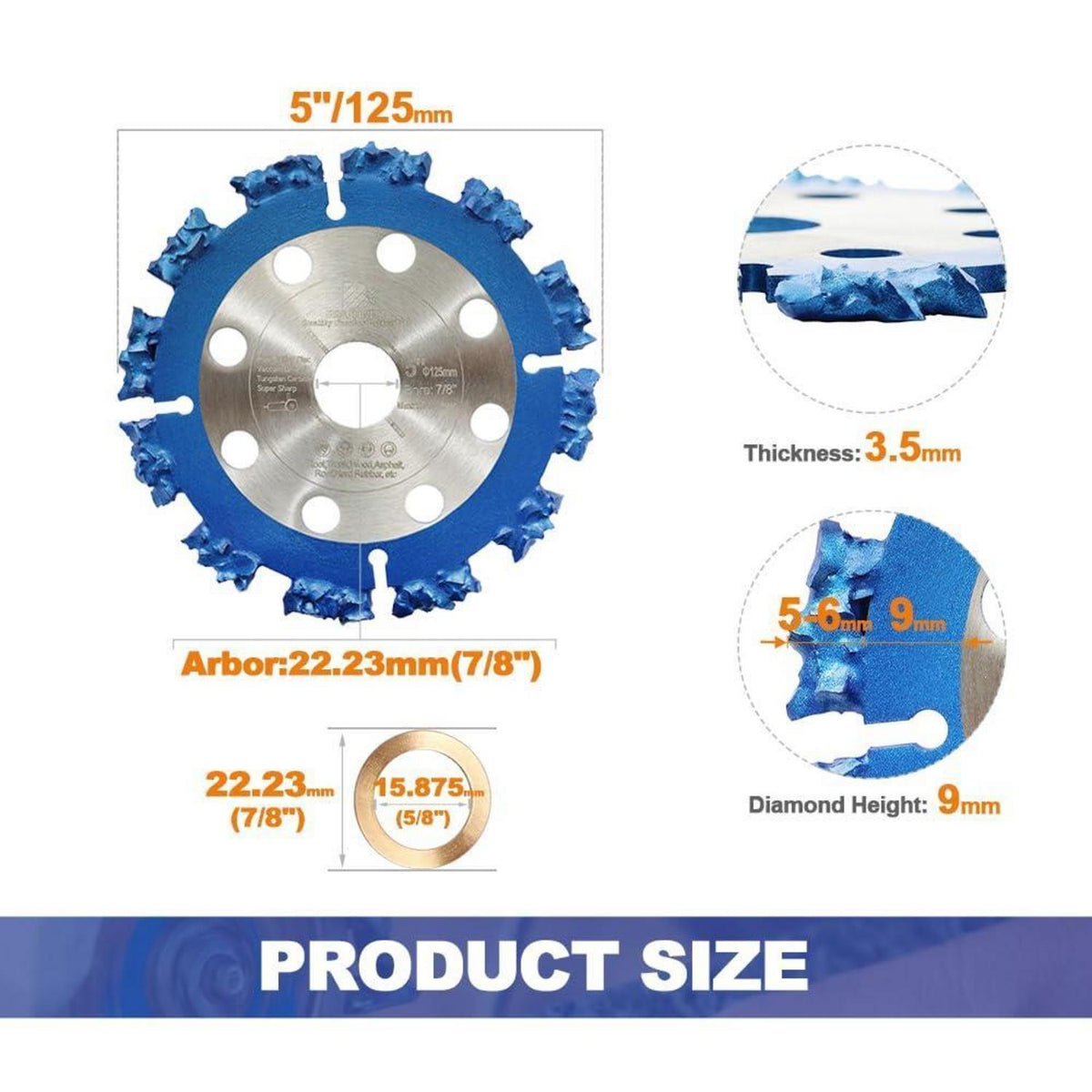 Trennscheiben 125mm Hartmetall für Holz, Wurzeln, Gummi, Kunststoff (2 Stk.)