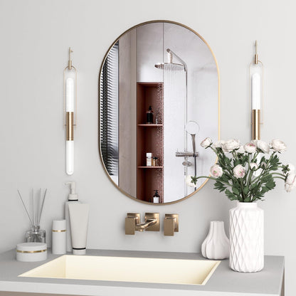 Ovaler Wandspiegel 60x90cm mit Goldrahmen – Moderner Badezimmerspiegel