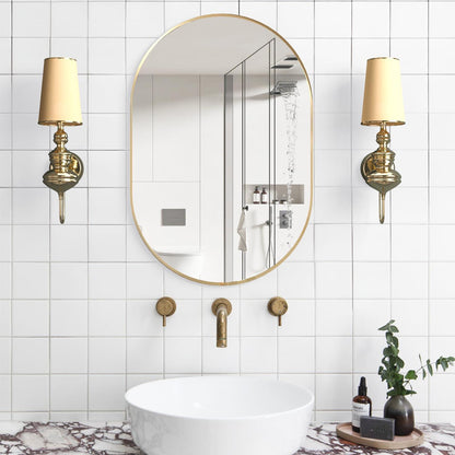 Ovaler Wandspiegel 60x90cm mit Goldrahmen – Moderner Badezimmerspiegel
