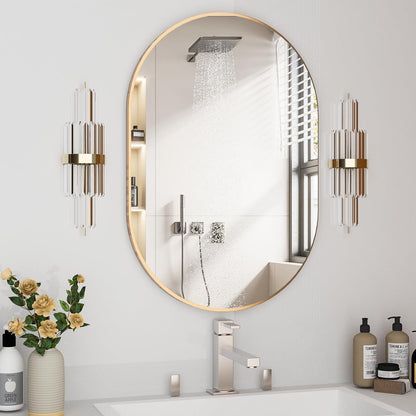 Ovaler Wandspiegel 60x90cm mit Goldrahmen – Moderner Badezimmerspiegel