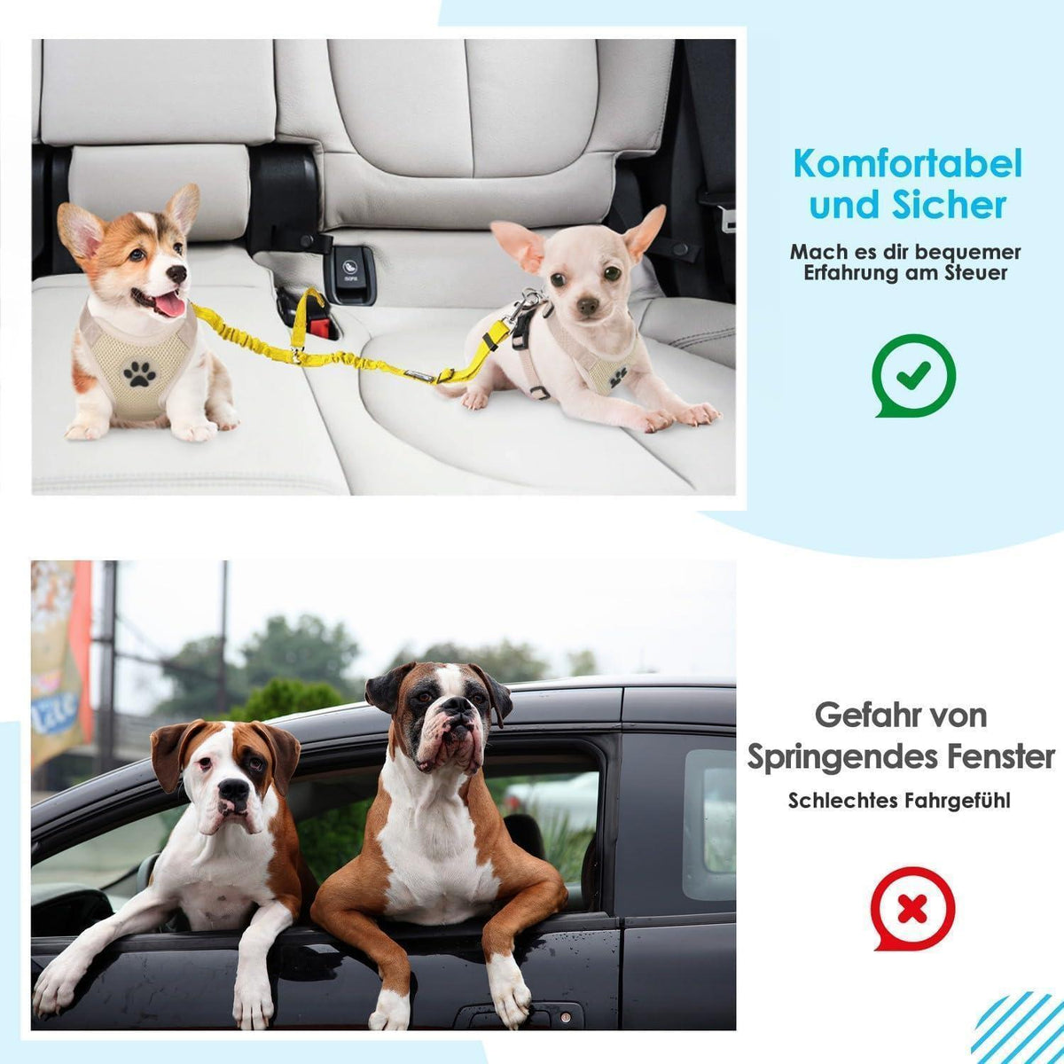 Hund Auto Anschnallgurt 2in1 verhedderungsfrei verstellbar Gelb