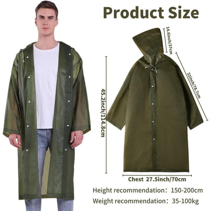 Wiederverwendbarer Regenponcho für Damen und Herren, 2 Stück, wasserdicht