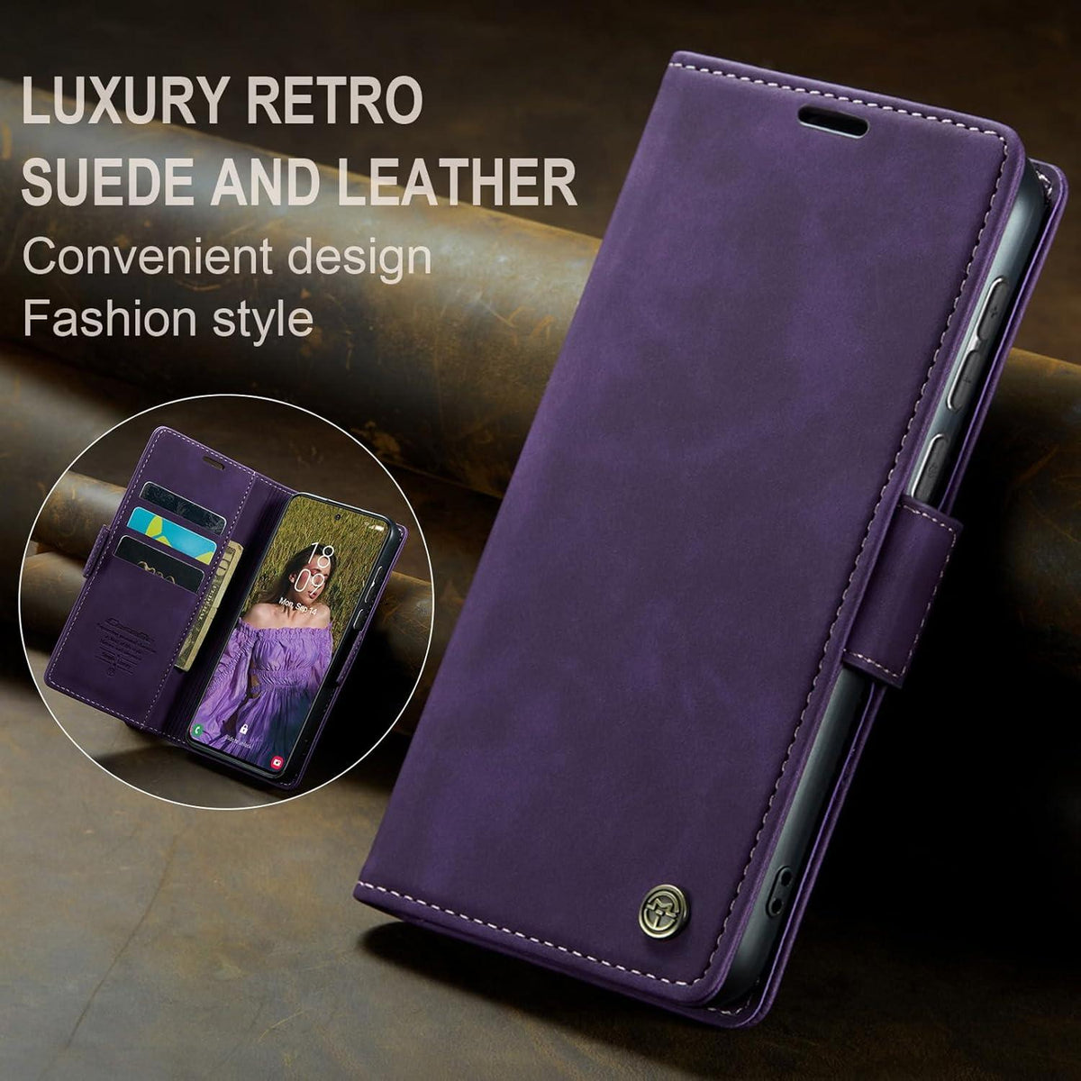 Handyhülle Samsung Galaxy S23 5G RFID Leder Klapphülle 6,1'' - Lila