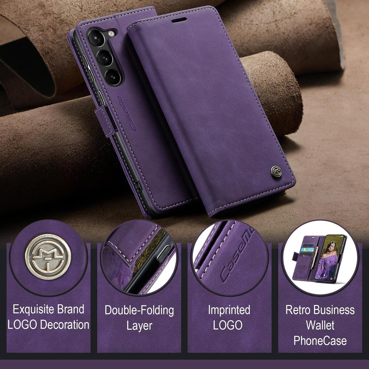 Samsung Galaxy S23 5G Handyhülle Lila Premium Leder RFID Standfunktion