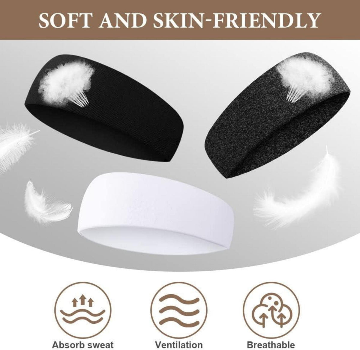 Sport Stirnband Set 4 Stück für Damen und Herren Anti-Rutsch Haarband