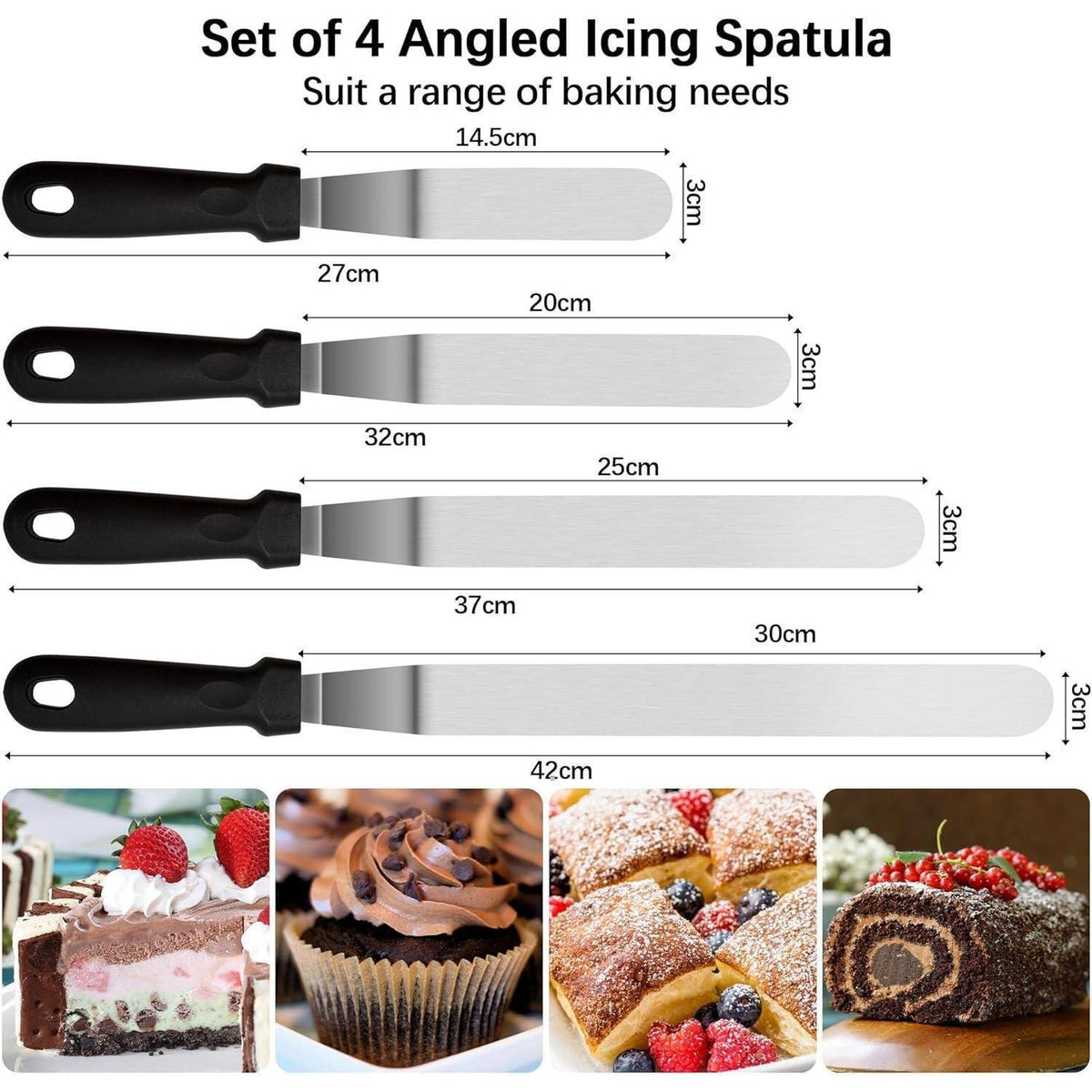 4er Set Winkelpaletten Edelstahl für Torten & Kuchen