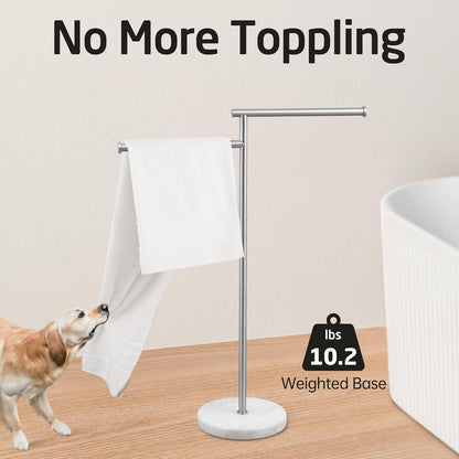 Stehender Handtuchhalter mit 2 schwenkbaren Armen und Marmorsockel
