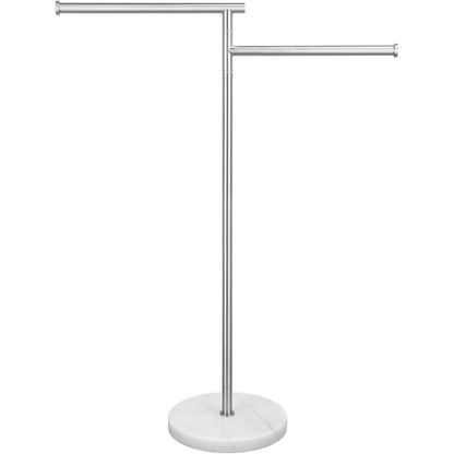 Stehender Handtuchhalter mit 2 schwenkbaren Armen und Marmorsockel