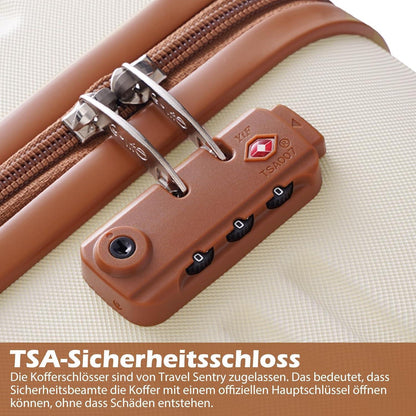 Reisekoffer-Set 5-teilig mit Rucksack und Kulturbeutel, Blau/Braun