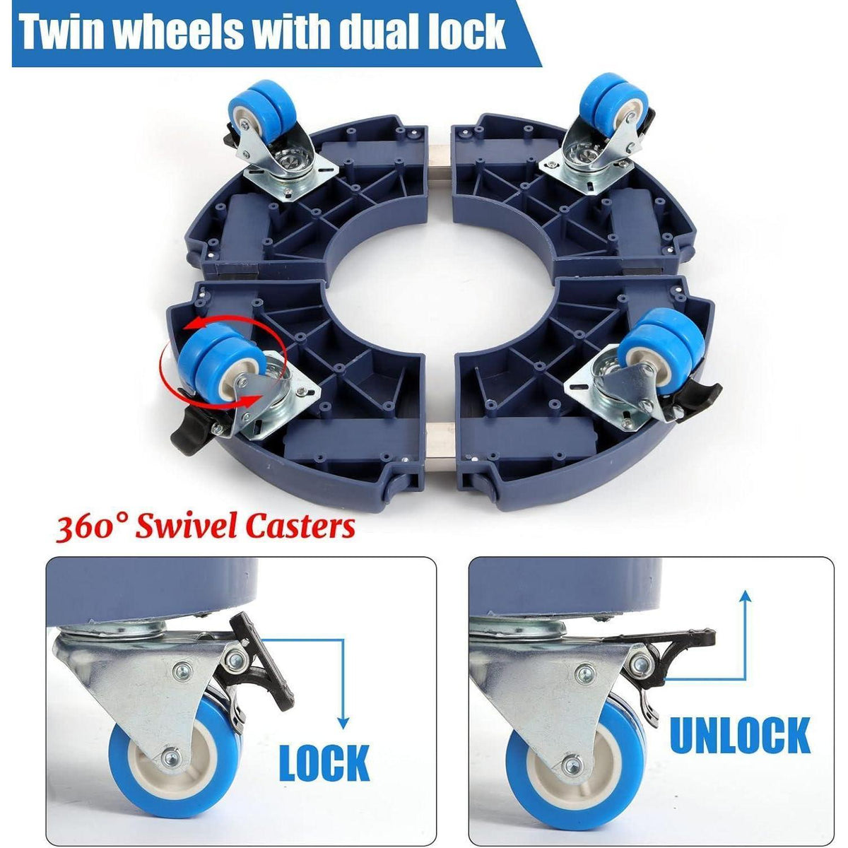 Pflanzenroller 2er-Set – Schwerlast, 360° drehbar, Ø 40-54cm