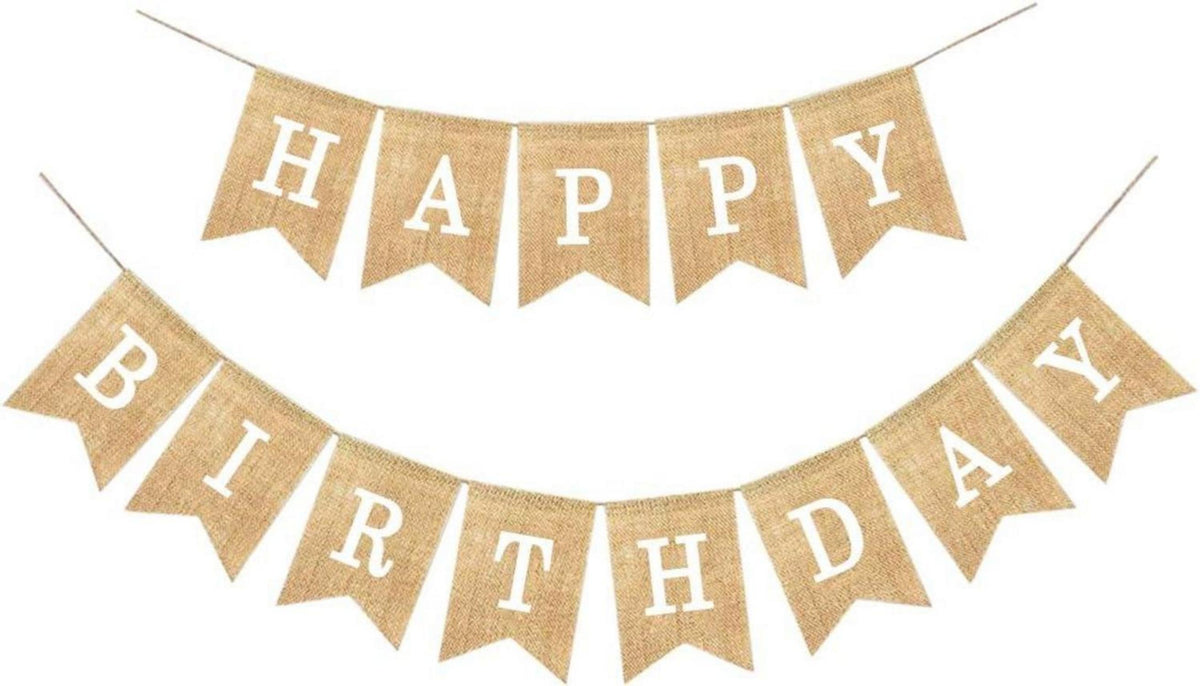 Happy Birthday Vintage Sackleinen Banner Wimpelkette DIY Deko