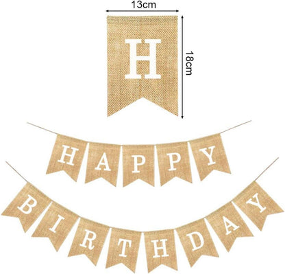 Happy Birthday Vintage Sackleinen Wimpelkette Party