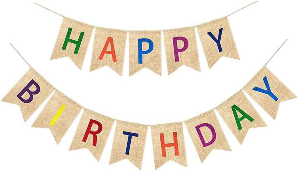 Happy Birthday Girlande aus Leinen für DIY Dekoration