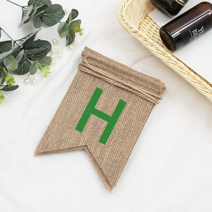 Happy Birthday Girlande aus Sackleinen - Vintage Leinen Banner - Wimpelkette für Party DIY-Dekoration