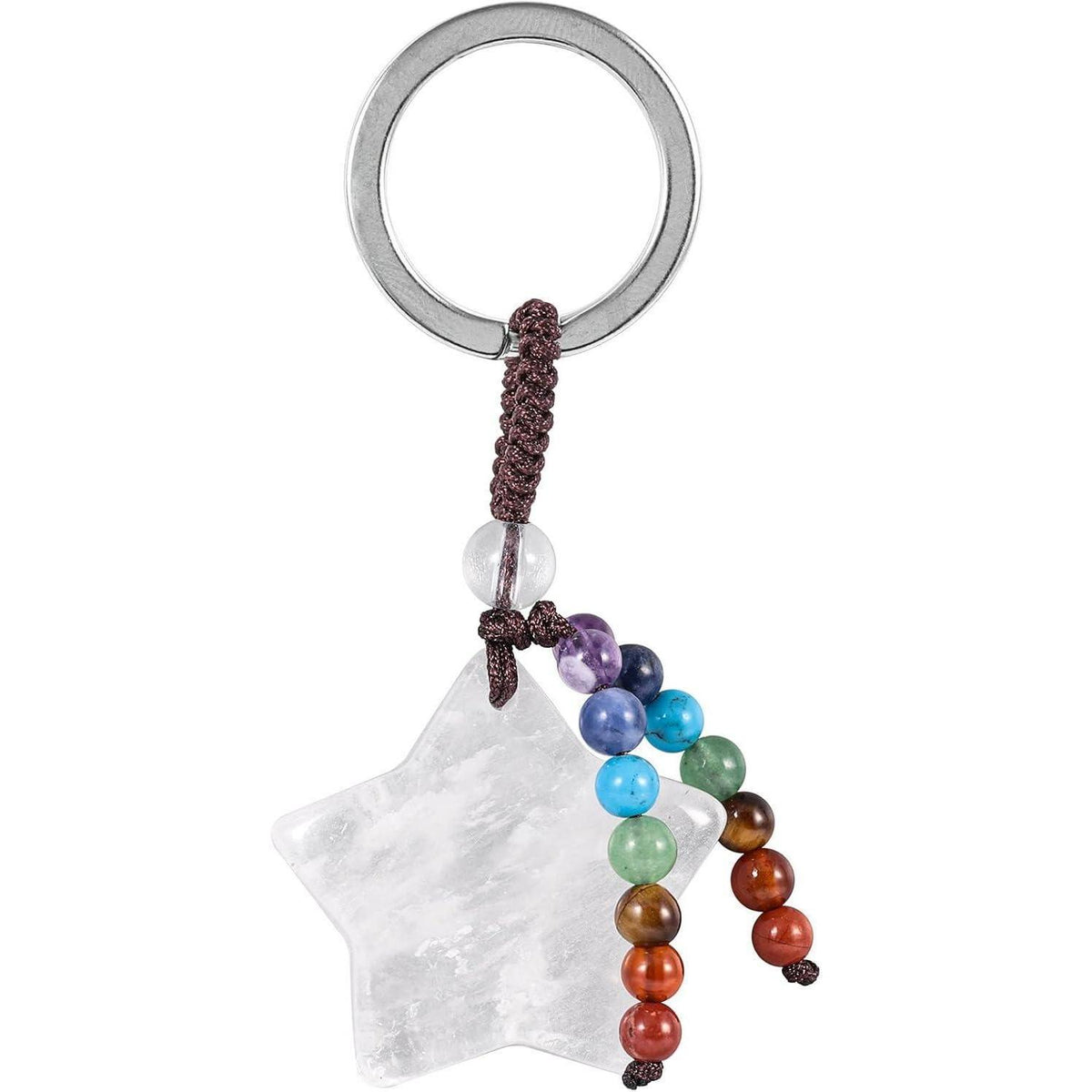 Kristall Stern Schlüsselanhänger mit 7 Chakra Steinen