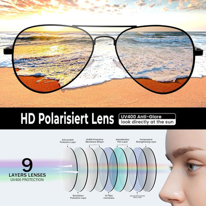Pilotenbrille polarisiert mit UV400 Schutz – Gold / Grau