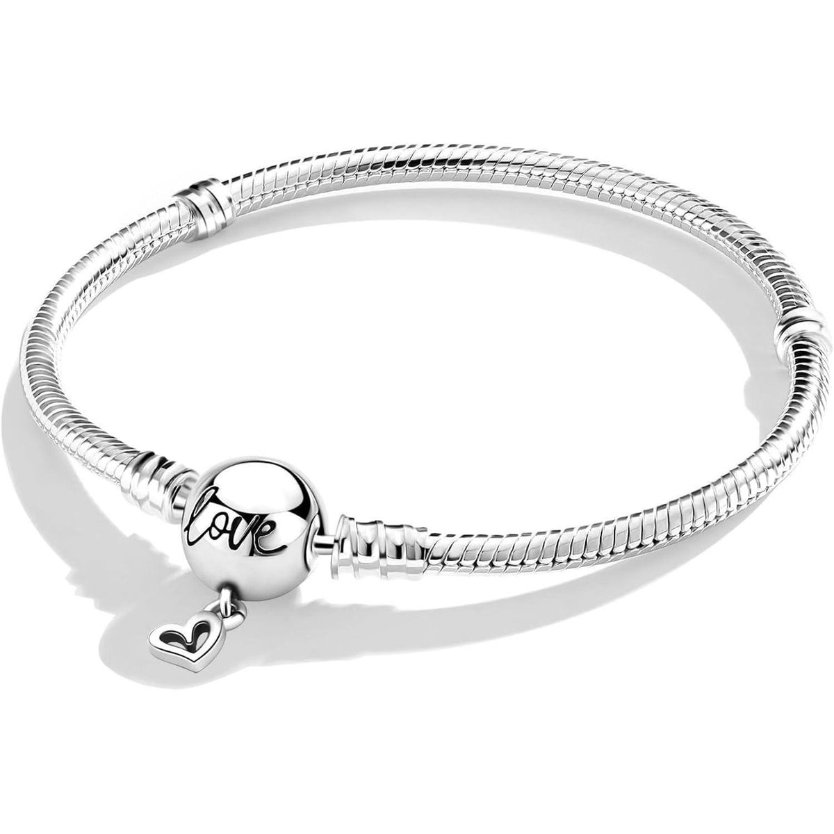 925 Sterling Silber Schlangen Gliederarmband mit Kugelverschluss, Damen Armband 17CM