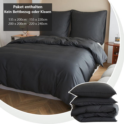 Bambus Bettwäsche-Set 220x240 cm Dunkelgrau, Seidig Weich & Kühl
