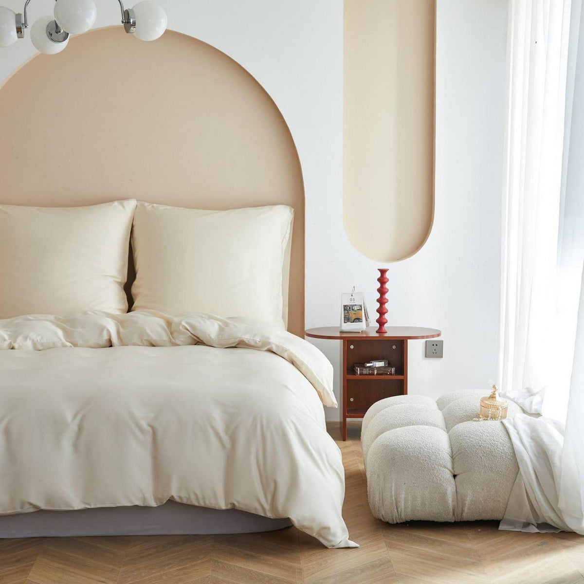 Bambus Bettwäsche-Set 220x240 cm, Beige – Seidig Weich & Kühl