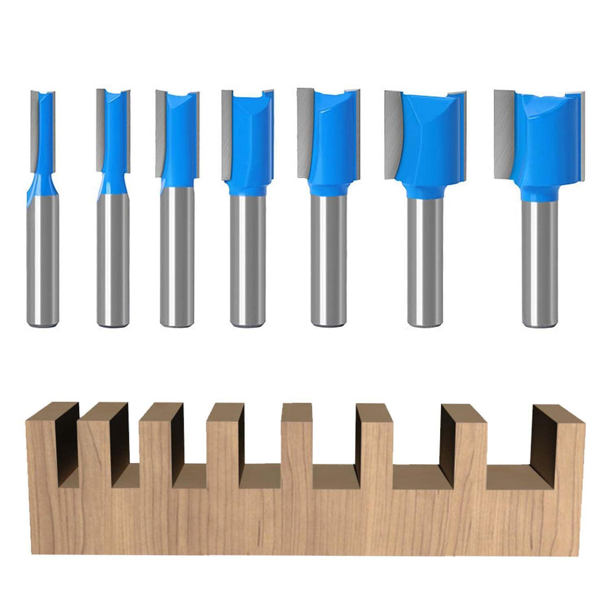 7tlg. Oberfräser Set 8mm Schaft, Holz Nutfräser für Holzbearbeitung