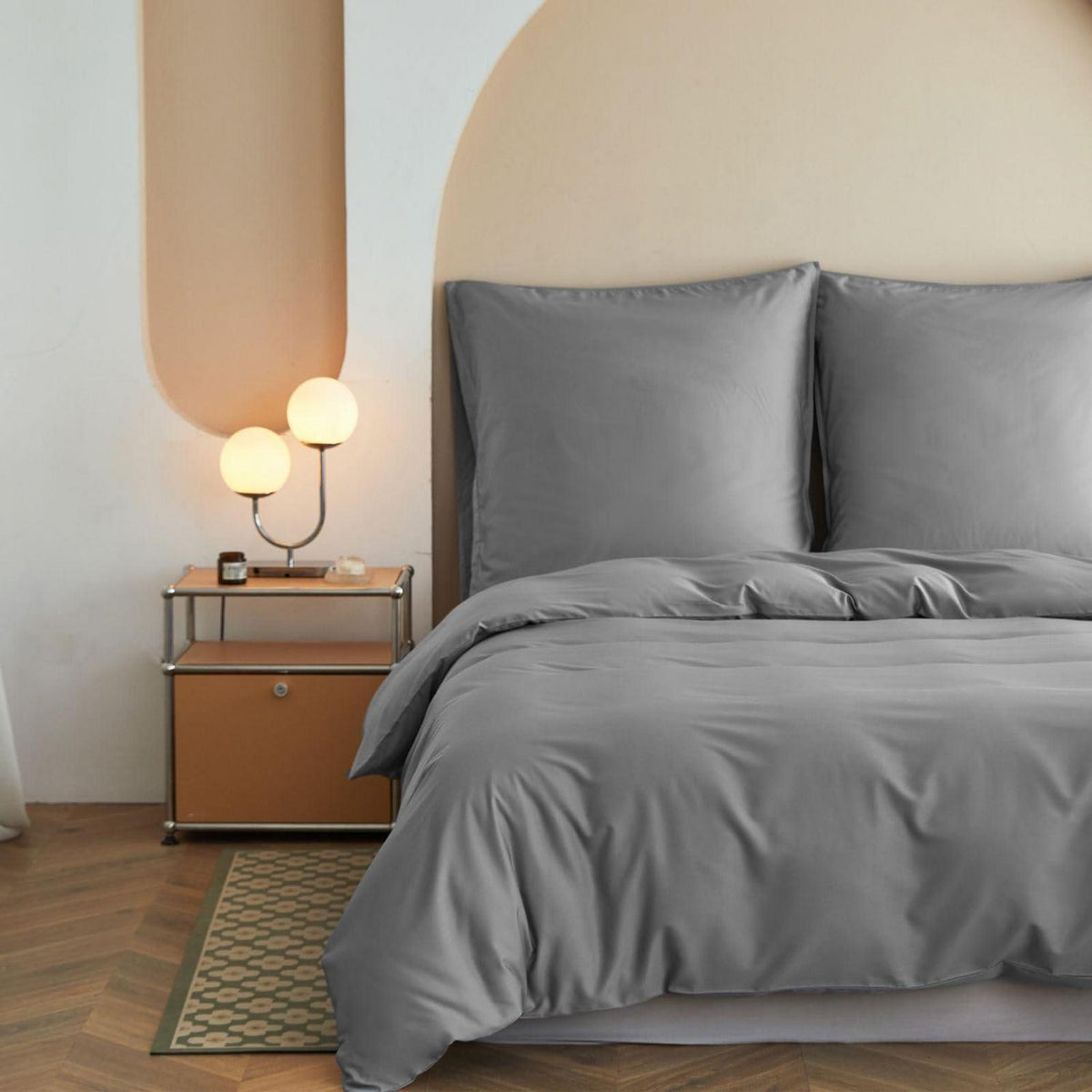Bambus Bettwäsche Set 200x200 cm – Seidiger & Kühle Bettwäsche Grau