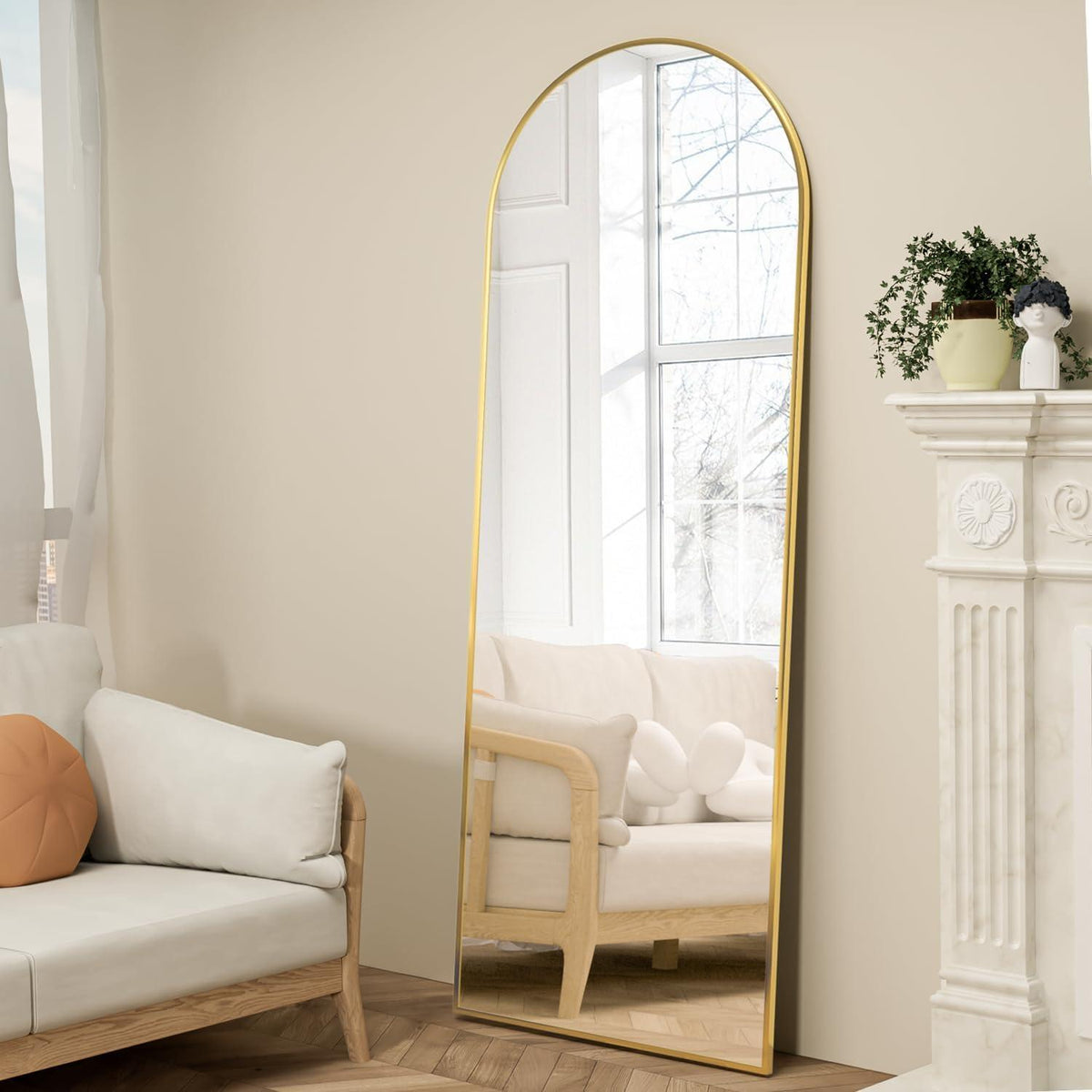 Ganzkörperspiegel Bogenförmig Gold 162x53cm – Stand- & Wandspiegel
