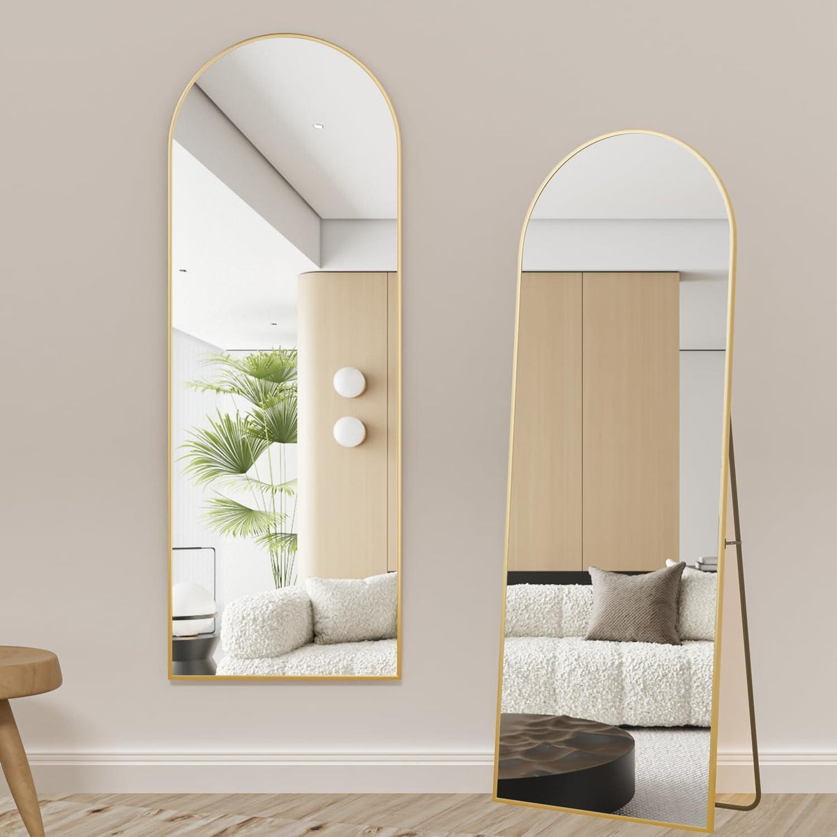 Ganzkörperspiegel Bogenförmig Gold 162x53cm – Stand- & Wandspiegel