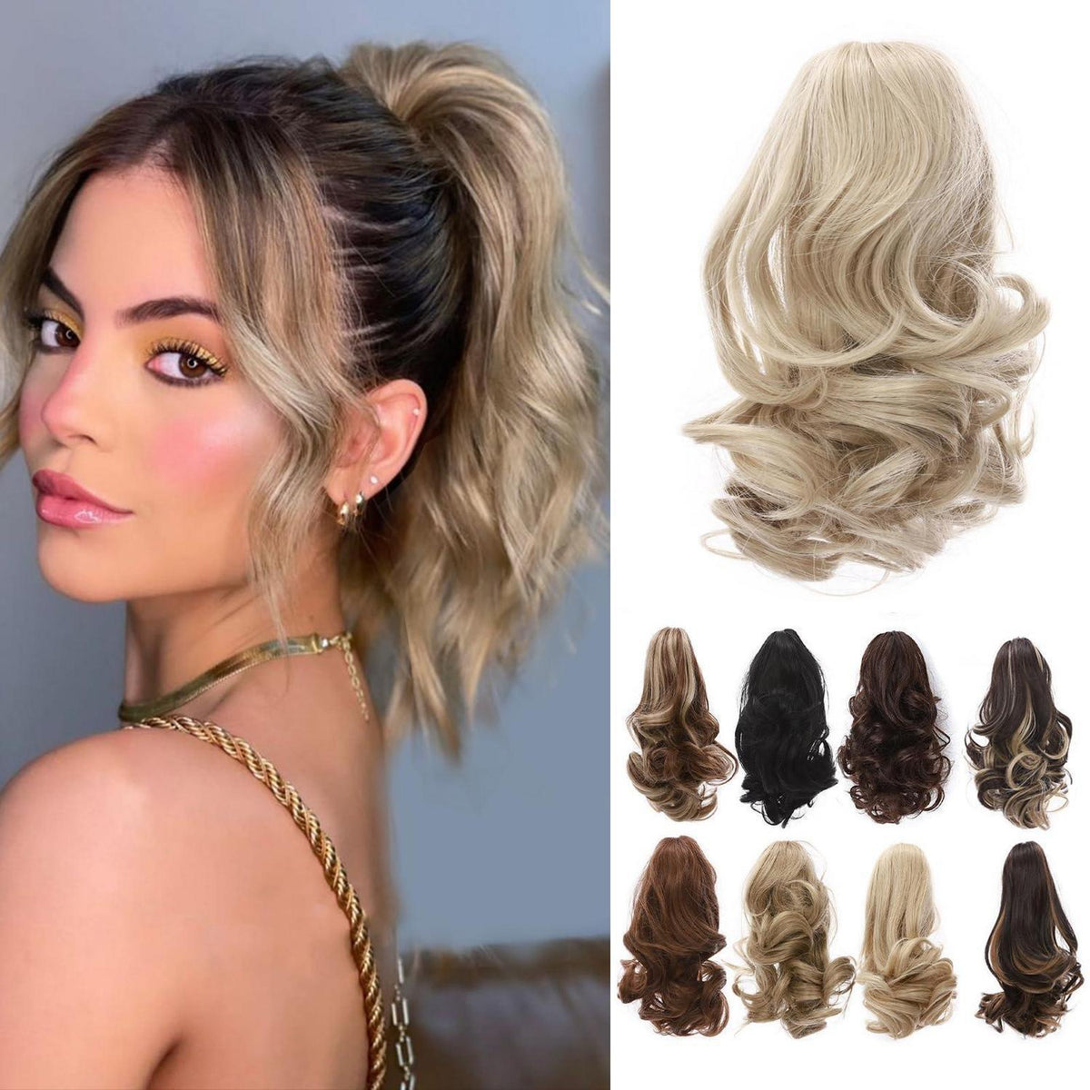30cm Welliger Pferdeschwanz Haarteil Blond Haarverlängerung