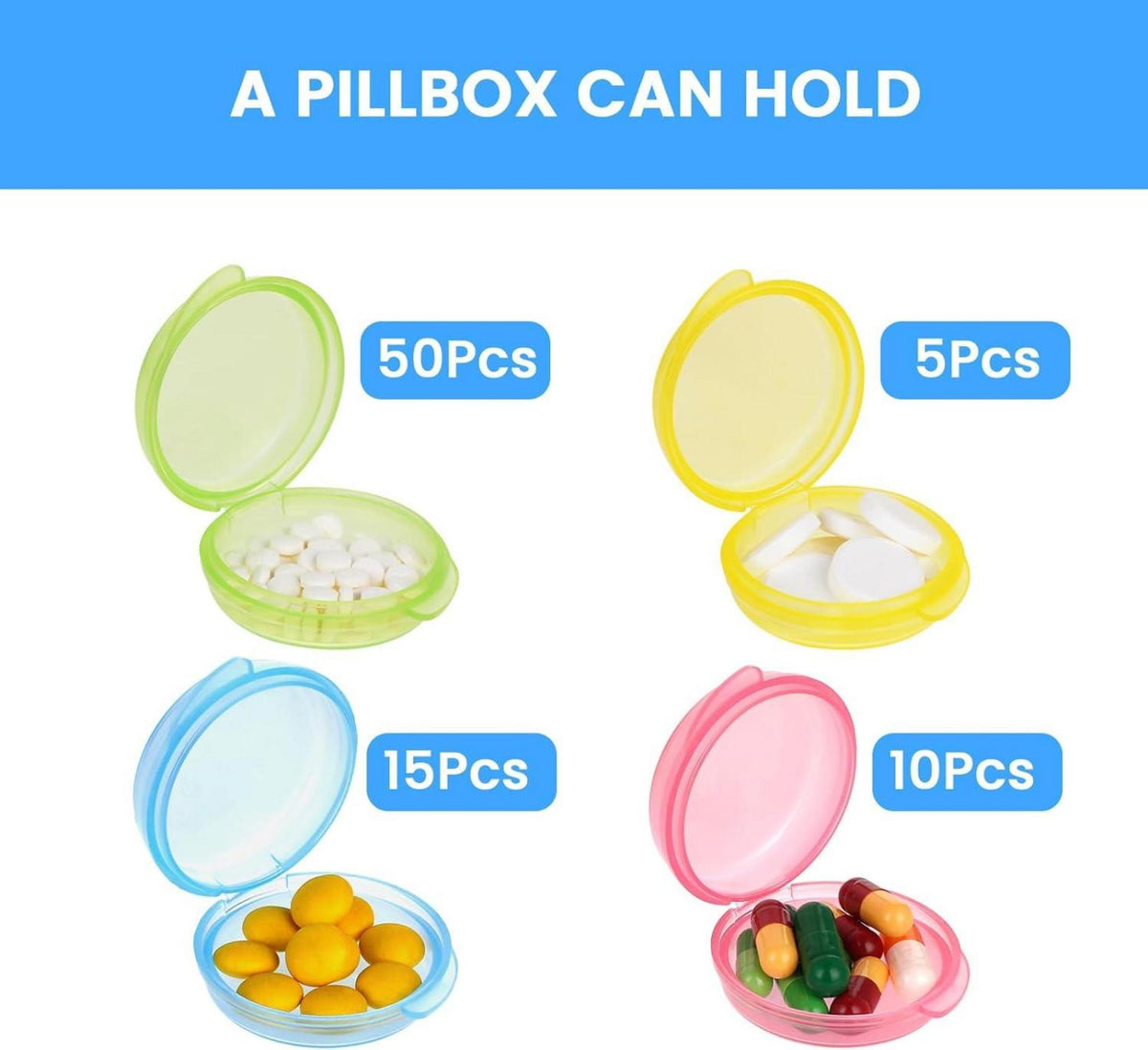 Mini-Pillendose 5er Packung Pillen-Organizer für Vitamine und Reisen