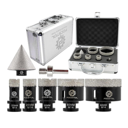 Diamant Fliesenbohrer Set 7-teilig mit Fasenbohrer & Adapter