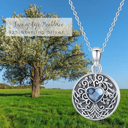 925 Sterlingsilber Halskette mit Lebensbaum Medaillon für Damen