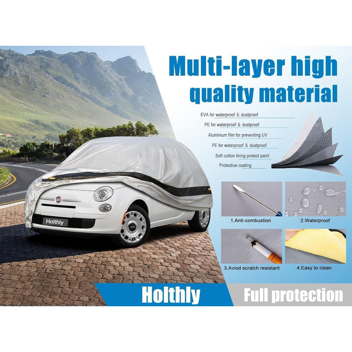 Autoabdeckung wasserdicht für Fiat 500 (1957-2023) & Renault Twingo